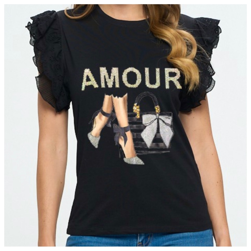 ShopEvelynne Black Amour Graphic Tee